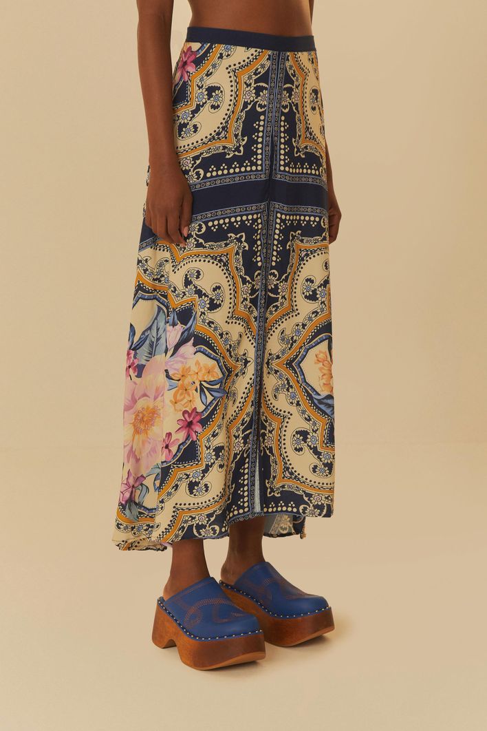 saia longa estampada lenço de inverno