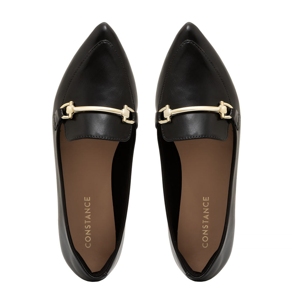 Mocassim Bico Fino Bridão Preto