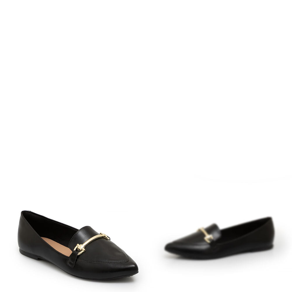 Mocassim Bico Fino Bridão Preto