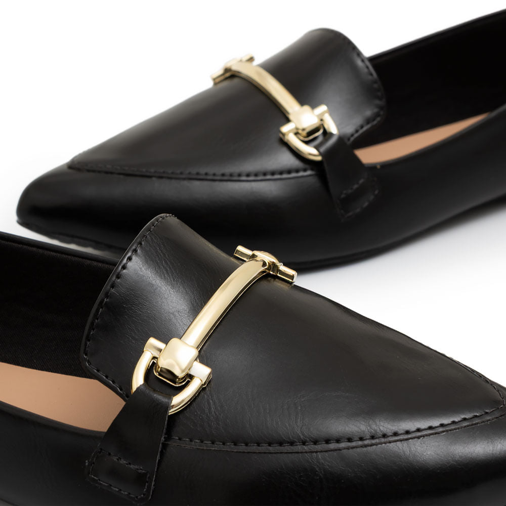 Mocassim Bico Fino Bridão Preto