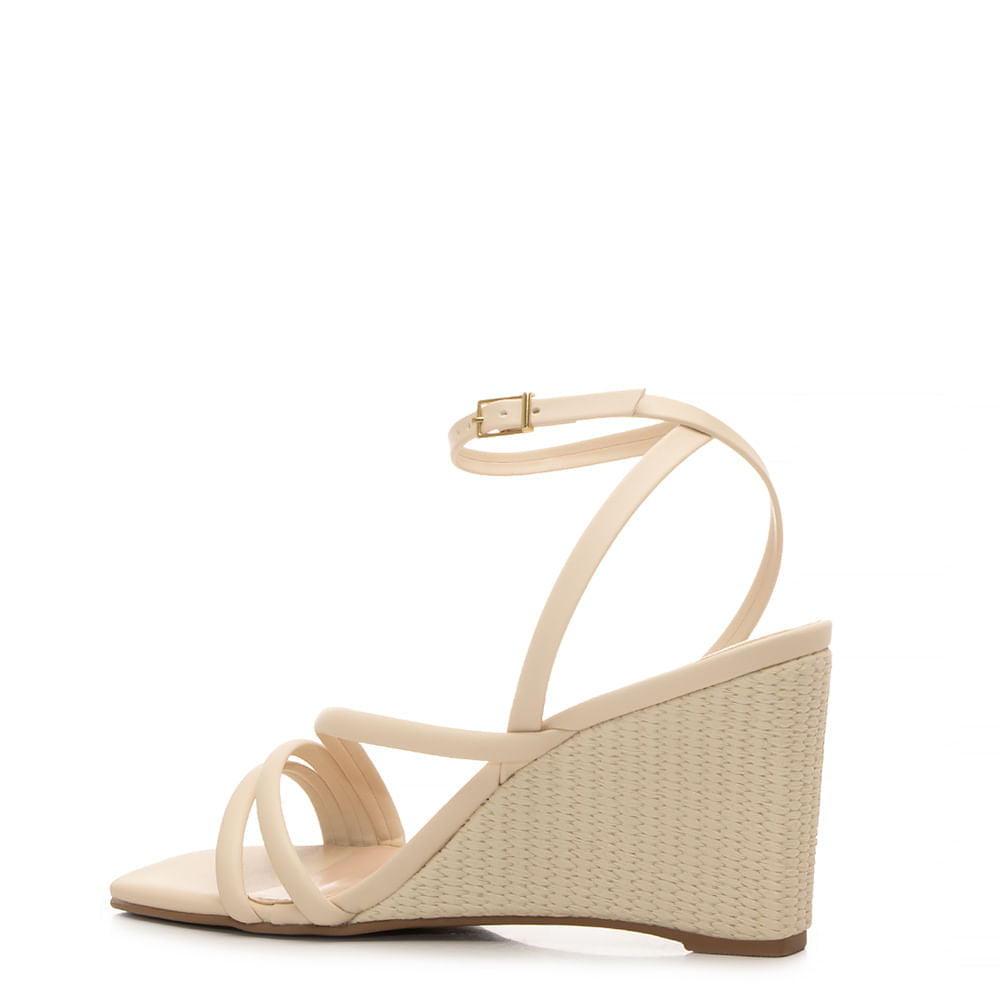 Anabela Off White Texturizada Salto