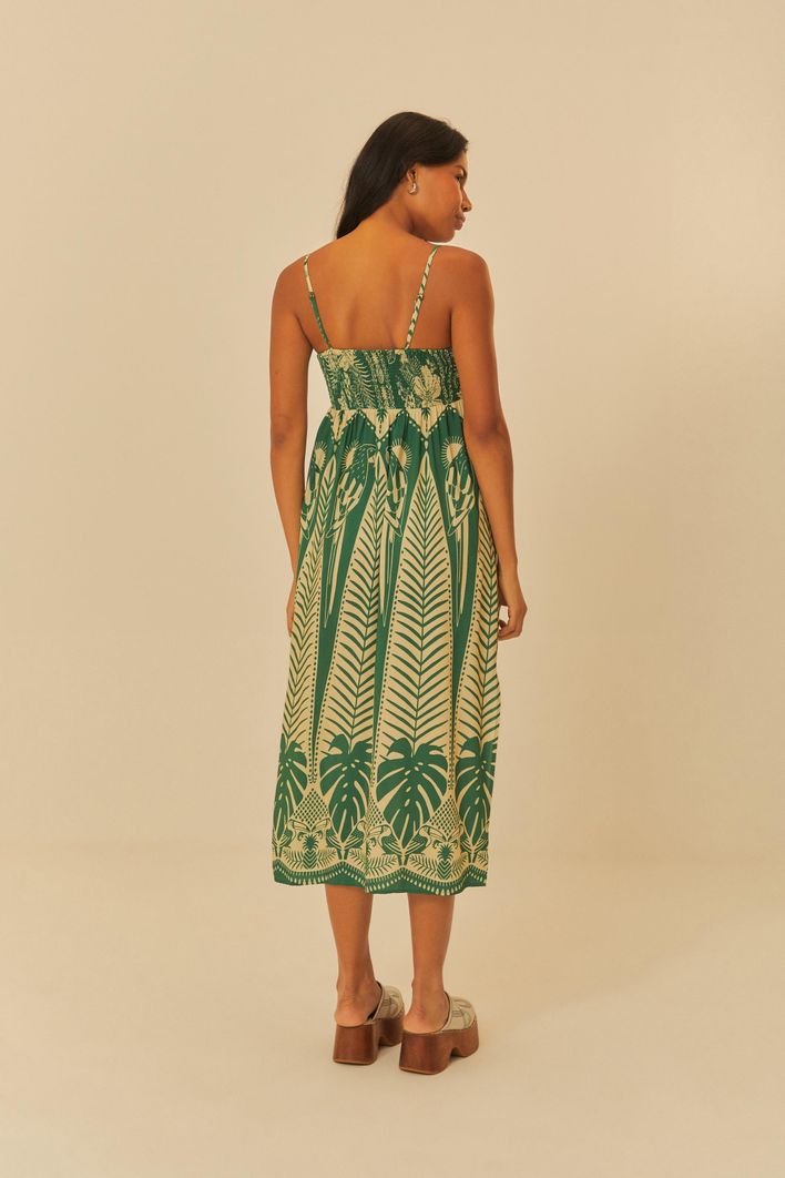 vestido cropped estampado noite das araras
