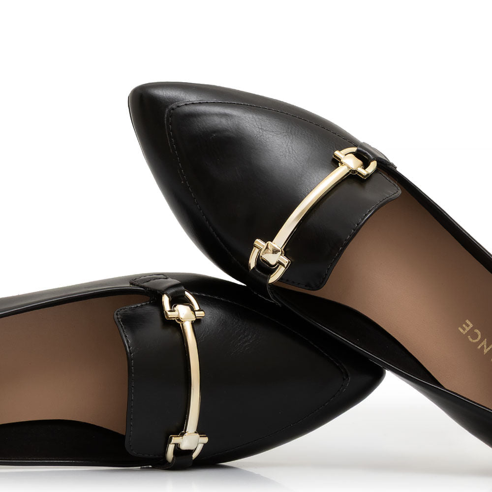 Mocassim Bico Fino Bridão Preto