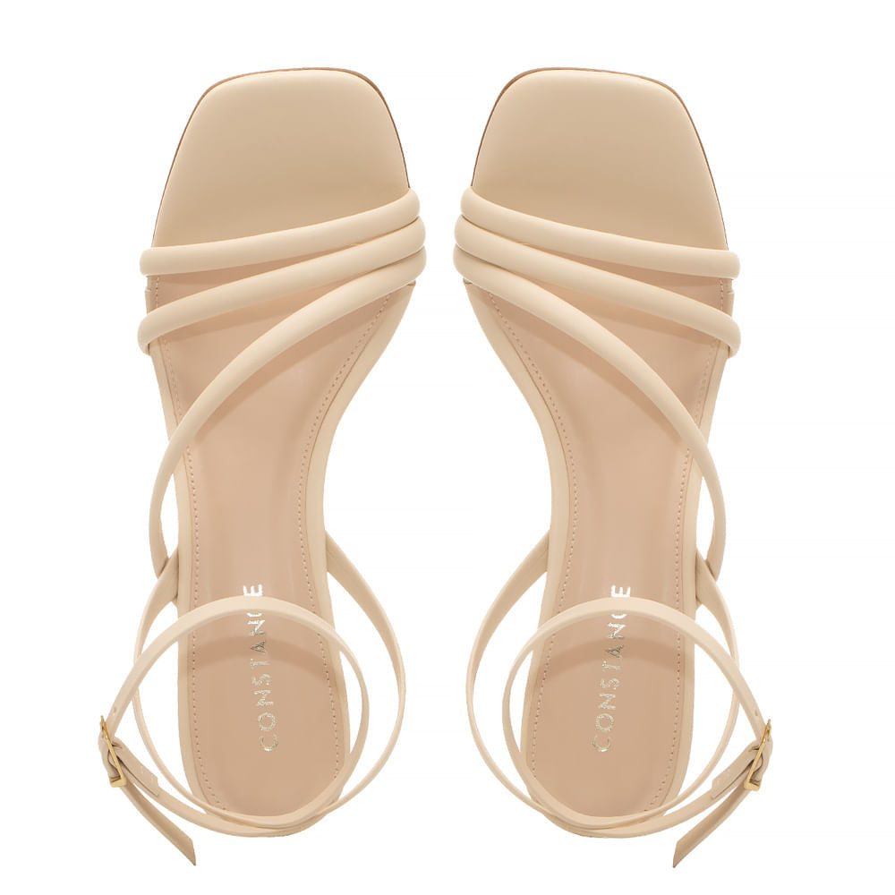 Anabela Off White Texturizada Salto